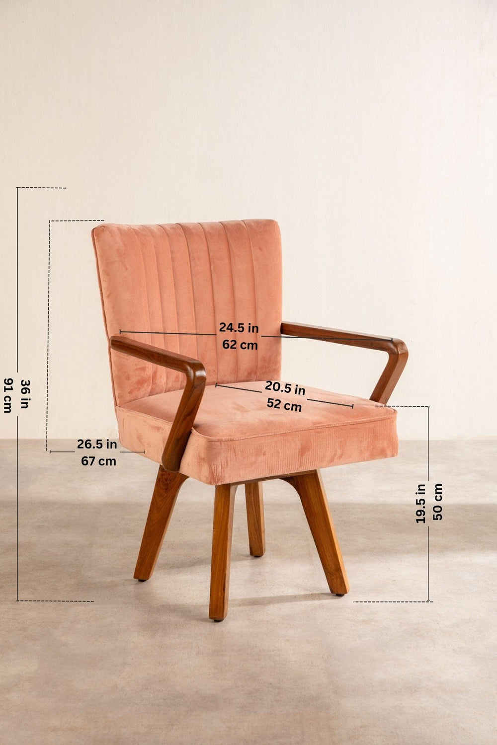 Swivel Teak Wood Study Chair
