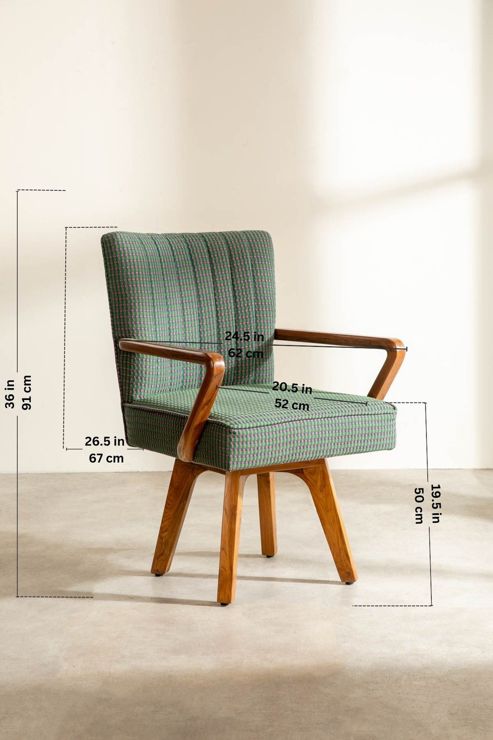 Swivel Teak Wood Study Chair
