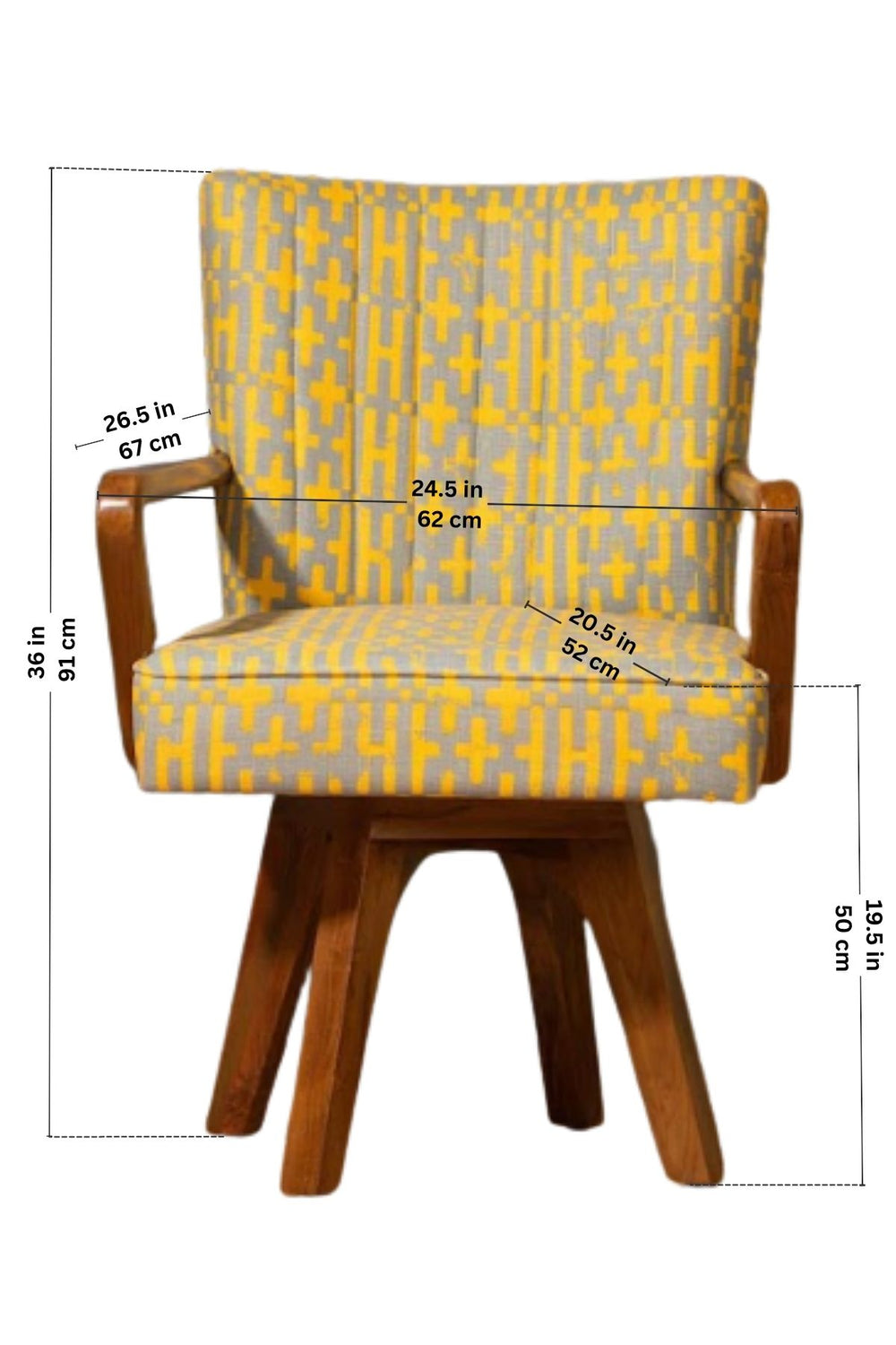 Swivel Teak Wood Study Chair