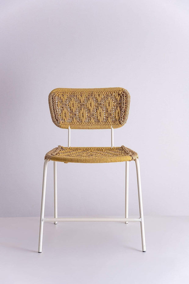 DINING CHAIRS Synch Metal And Rope Chair (Mustard And Gold)