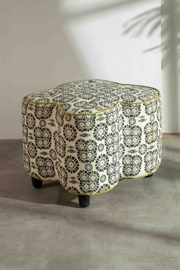 OTTOMANS Tamara Black And White
 Pouffe