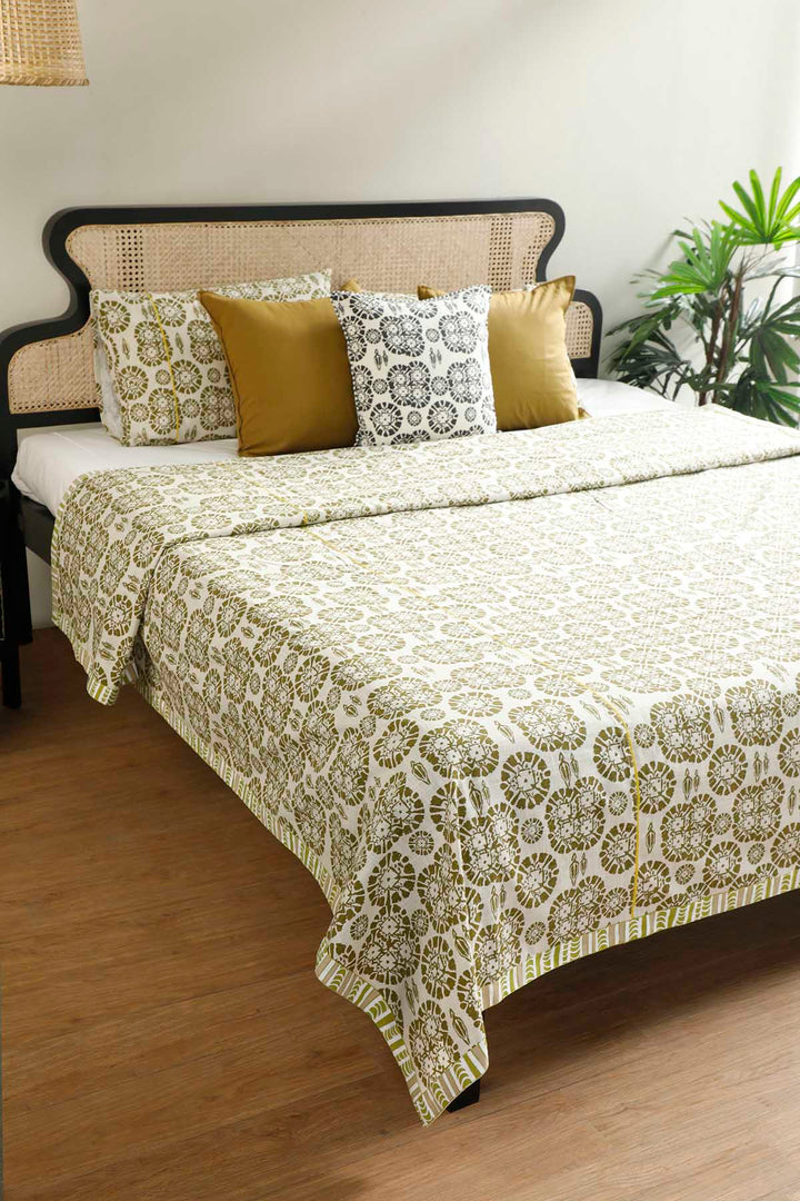 PRINT & PATTERN BEDCOVERS Tamara Cotton Slub Bedcover (Beige Grey)