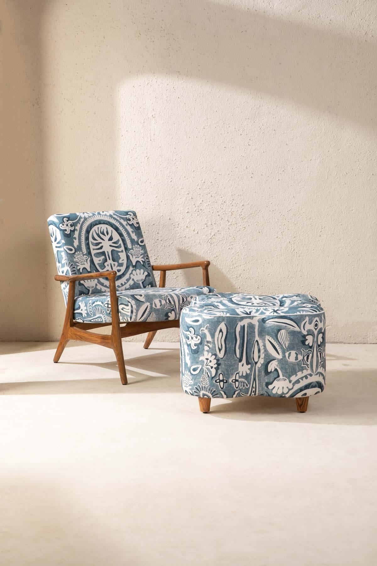 Medallion Tree Indigo Fabric