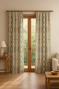 CURTAINS Taram Earthy Green Cotton Drapes And Blinds