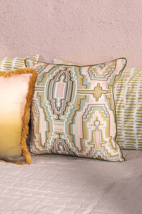 PRINT & PATTERN CUSHIONS Taram  Earthy Green Cushion Cover (46 Cm X 46 Cm)