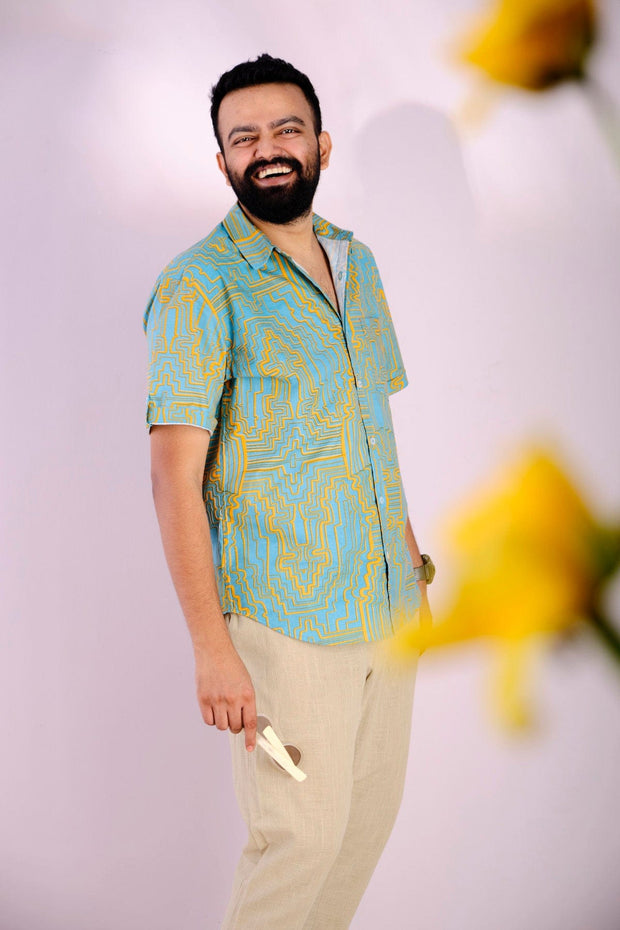 SHIRTS Taram Printed Shirt (Turquoise)