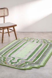 WOVEN RUG Taram Tufted Shaped Printed Rug (Earthy Green)