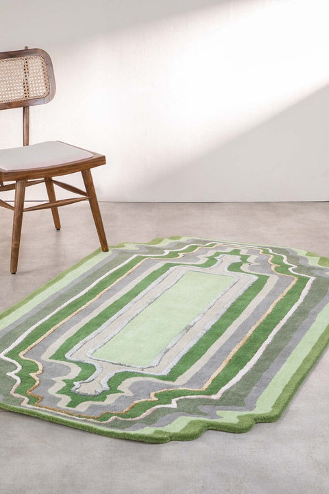 WOVEN RUG Taram Tufted Shaped Printed Rug (Earthy Green)