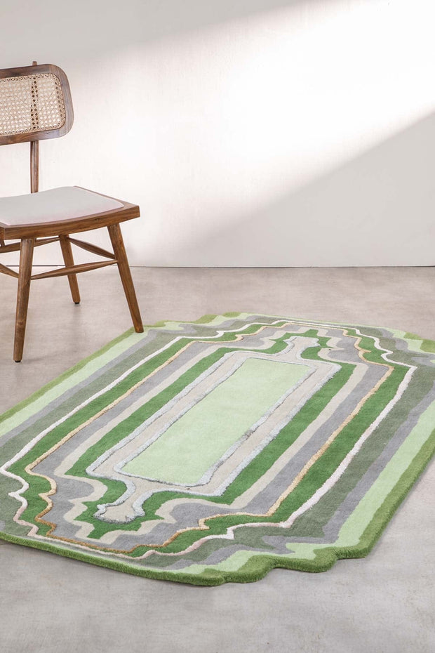 WOVEN RUG Taram Tufted Shaped Printed Rug (Earthy Green)