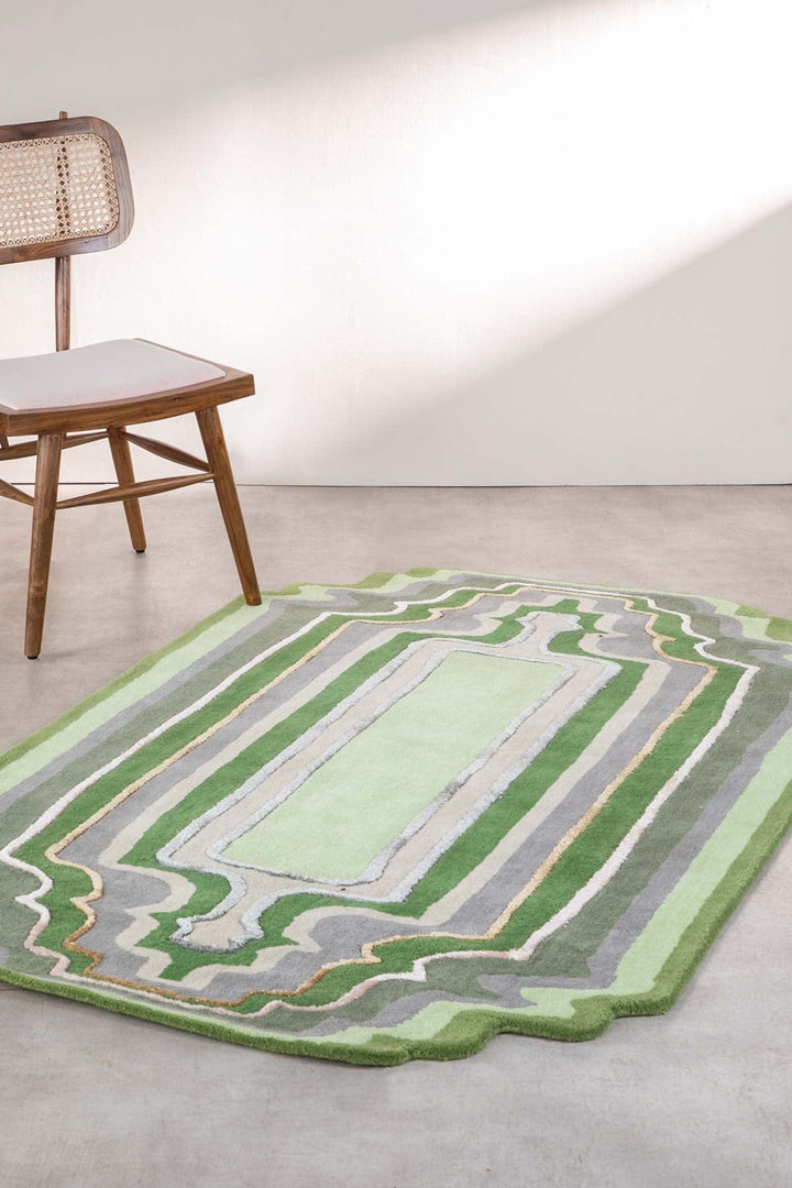 WOVEN RUG Taram Tufted Shaped Printed Rug (Earthy Green)