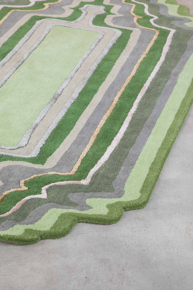 WOVEN RUG Taram Tufted Shaped Printed Rug (Earthy Green)