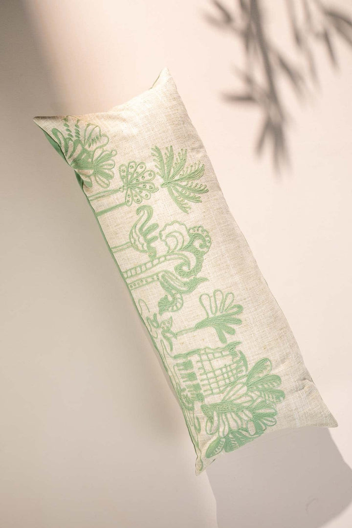 PRINT & PATTERN CUSHIONS Temple Palms  Sage Green Cushion Cover (36 Cm X 90 Cm)