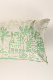 PRINT & PATTERN CUSHIONS Temple Palms  Sage Green Cushion Cover (36 Cm X 90 Cm)