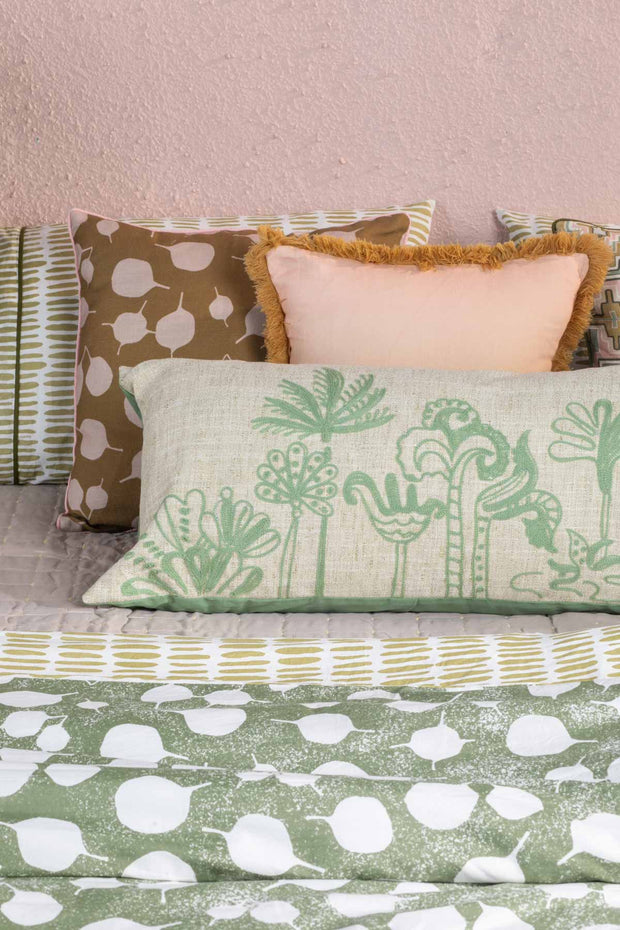 PRINT & PATTERN CUSHIONS Temple Palms  Sage Green Cushion Cover (36 Cm X 90 Cm)
