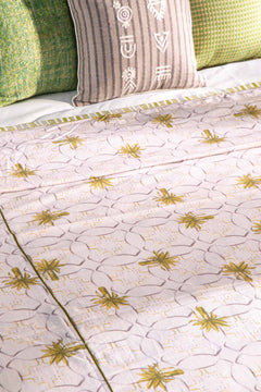 PRINT & PATTERN BEDCOVERS Temple Palms Pure Cotton Bedcover (Stone)