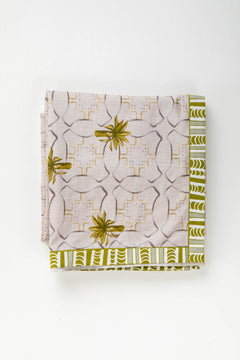 PRINT & PATTERN BEDCOVERS Temple Palms Pure Cotton Bedcover (Stone)
