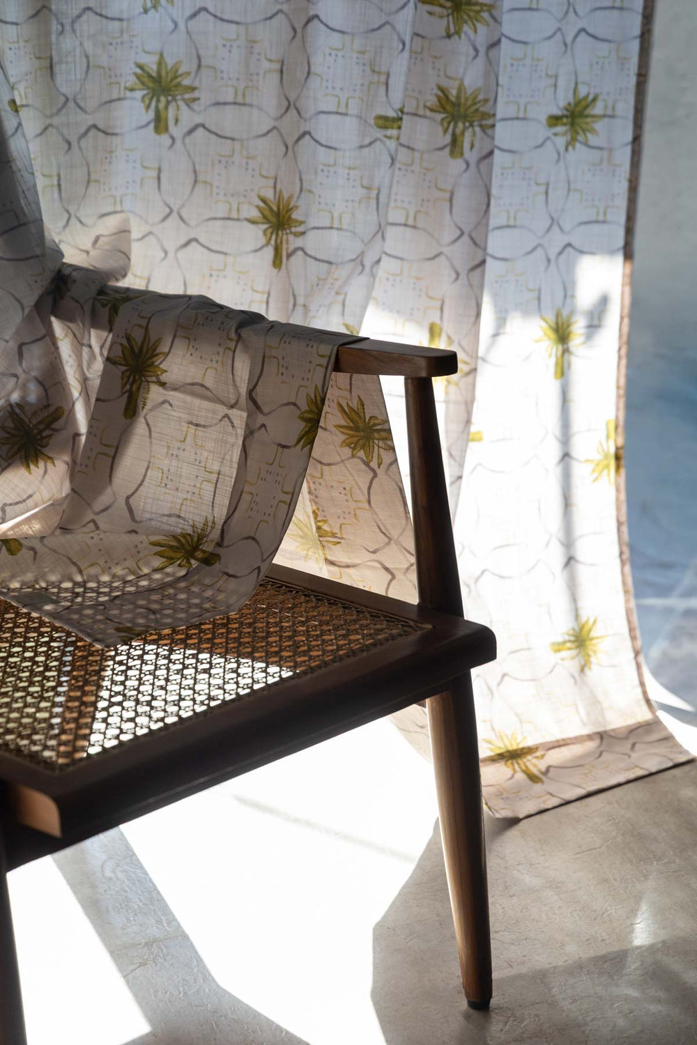 CURTAINS Temple Palms  Stone Sheer Curtain