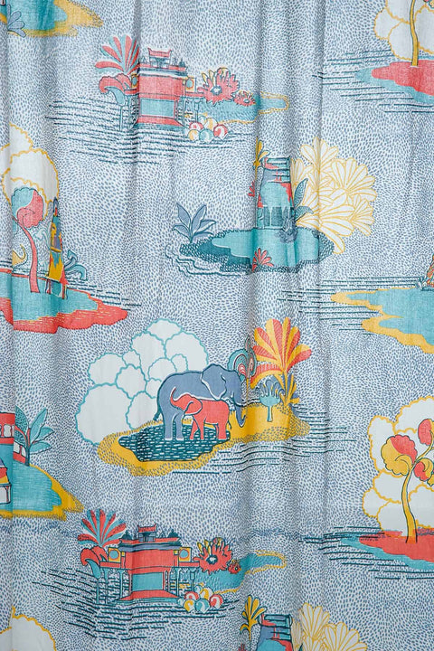 PRINT & PATTERN SHEER FABRICS Temple Town Sheer Fabric And Curtains (Grey)
