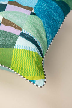 PRINT & PATTERN CUSHIONS Tending The Land Blue Fields Cushion Cover (46 X 46 Cm)