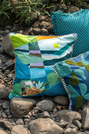 PRINT & PATTERN CUSHIONS Tending The Land Blue Fields Cushion Cover (46 X 46 Cm)