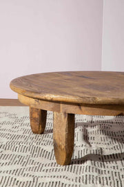 COFFEE TABLES Thal Mango Wood And Sandblasted Round Coffee Table