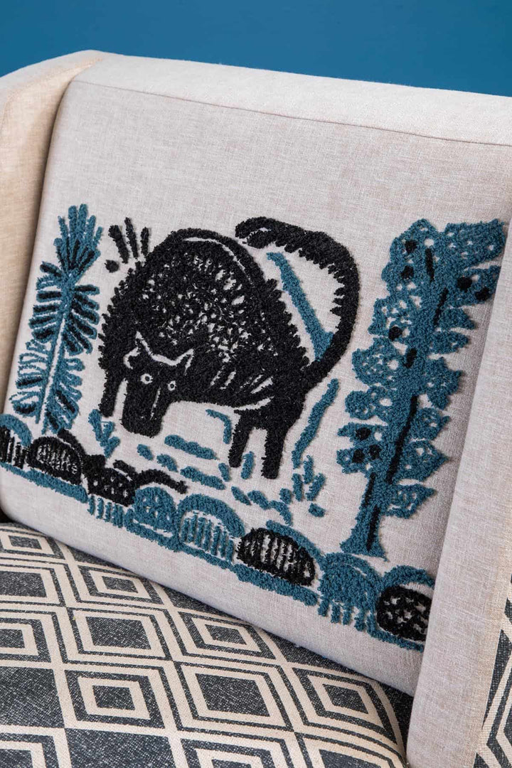 PRINT & PATTERN UPHOLSTERY FABRICS The Bull Embroidered Art Piece