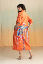 DRESSES Toddy Palm Embroidered Midi Dress (Radiant Rust)