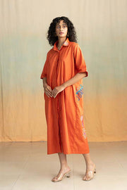 DRESSES Toddy Palm Embroidered Midi Dress (Radiant Rust)