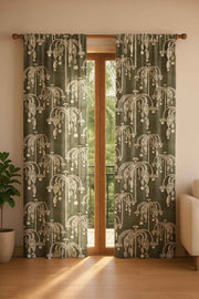 PRINT & PATTERN HEAVY FABRICS Toddy Plam Moss Grey Printed Heavy Fabric And Curtains