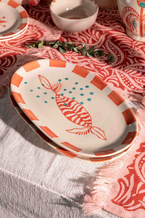 SERVING PLATTERS Toddy Palm Ceramic Oval Platter