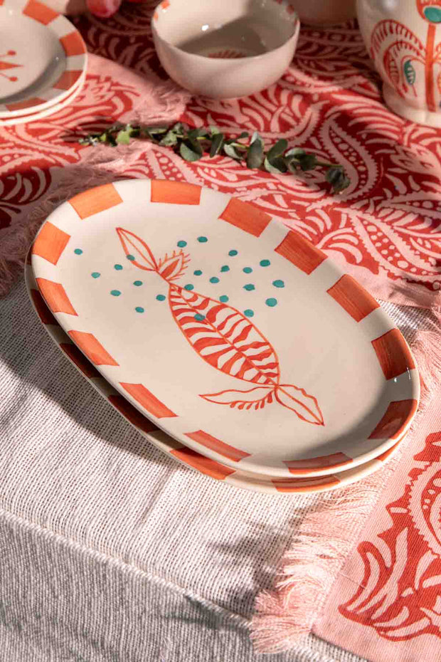 SERVING PLATTERS Toddy Palm Ceramic Oval Platter