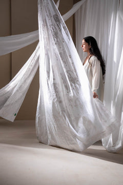 PRINT & PATTERN SHEER FABRICS Toddy Palm Khadi Sheer Fabric And Curtains