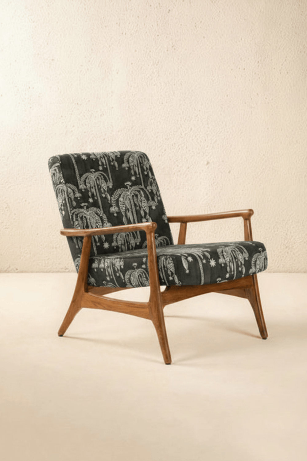 PRINT & PATTERN UPHOLSTERY FABRICS Toddy Palm Moss Grey Printed Upholstery Fabric