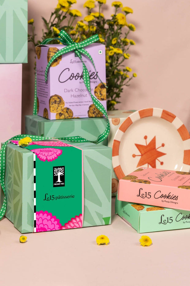 GIFT SETS Toddy Palm Plates with Le15 Cookies Gift Set