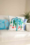 ACCENT CUSHIONS Tody Palm Aqua Green Cushion Cover (46 Cm X 46 Cm)
