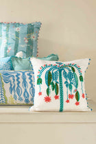 Toddy Palm Aqua Green Cushion Cover (46 X 46 Cm)