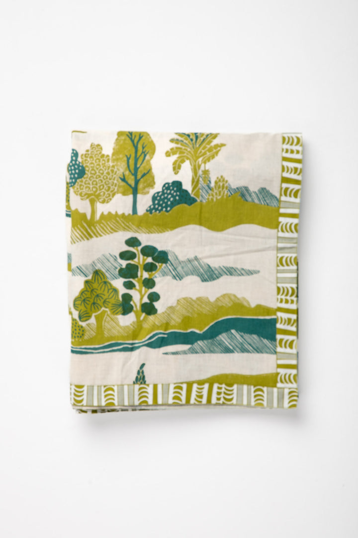 PRINT & PATTERN BEDCOVERS Treeline Land  Pure Cotton Bedcover (Field Green)