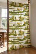 PRINT & PATTERN SHEER FABRICS Treeline Land  Field Green Sheer Fabric And Curtains