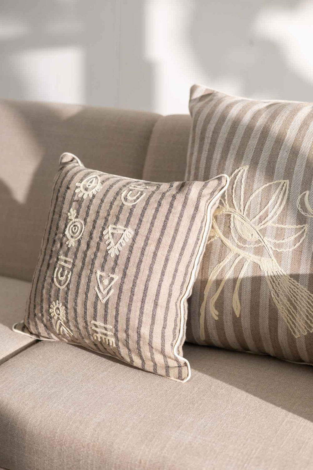 Tribal Etchings Sienna and Grey Cushion Cover (41 X 41 Cm)