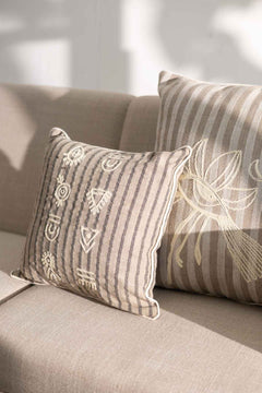 Tribal Etchings Sienna and Grey Cushion Cover (41 X 41 Cm)