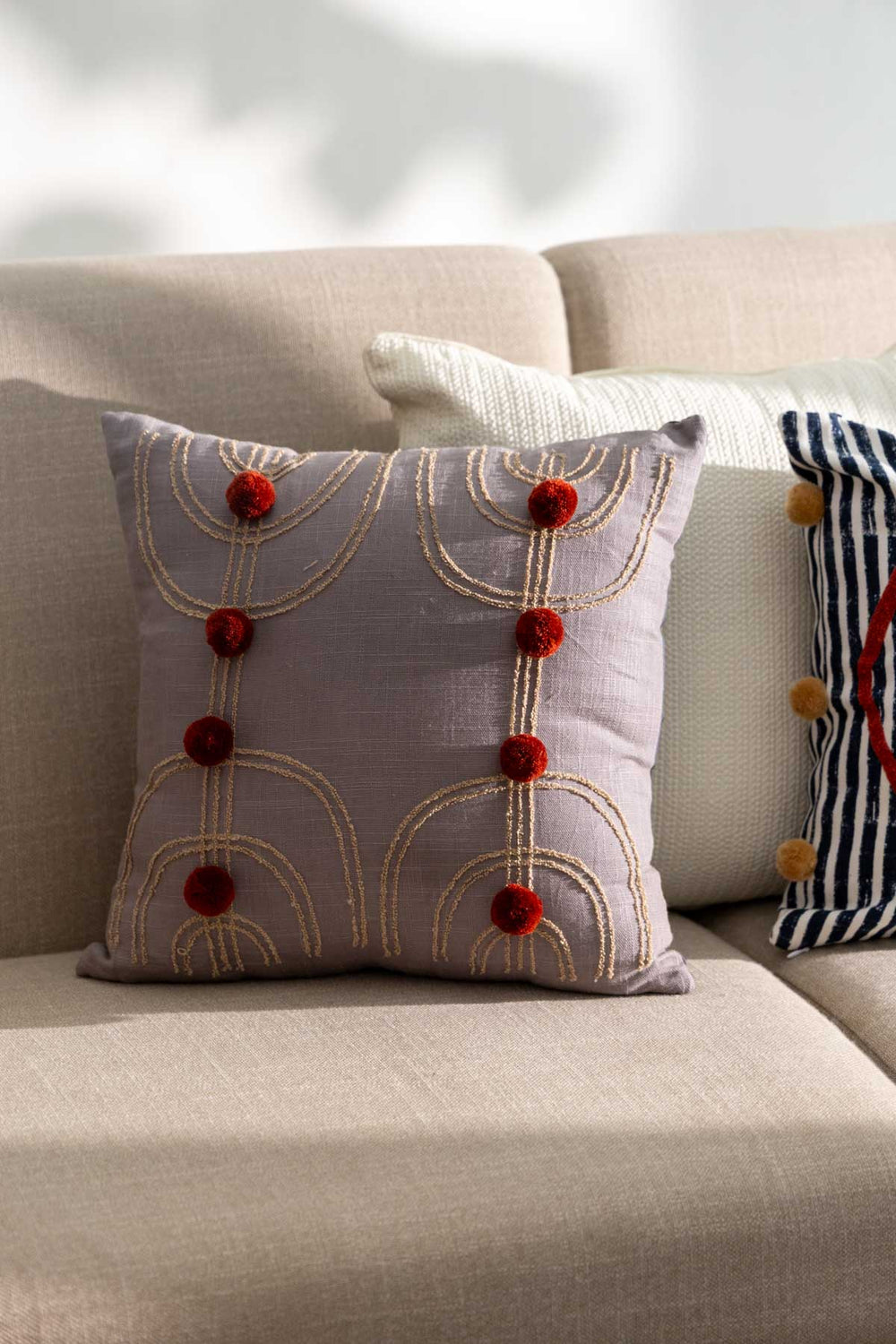 Tribal Etchings Grey Cushion Cover (41 X 41 Cm)