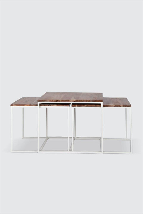 COFFEE TABLES Trilogy Nested Coffee Table (Wood And Metal)