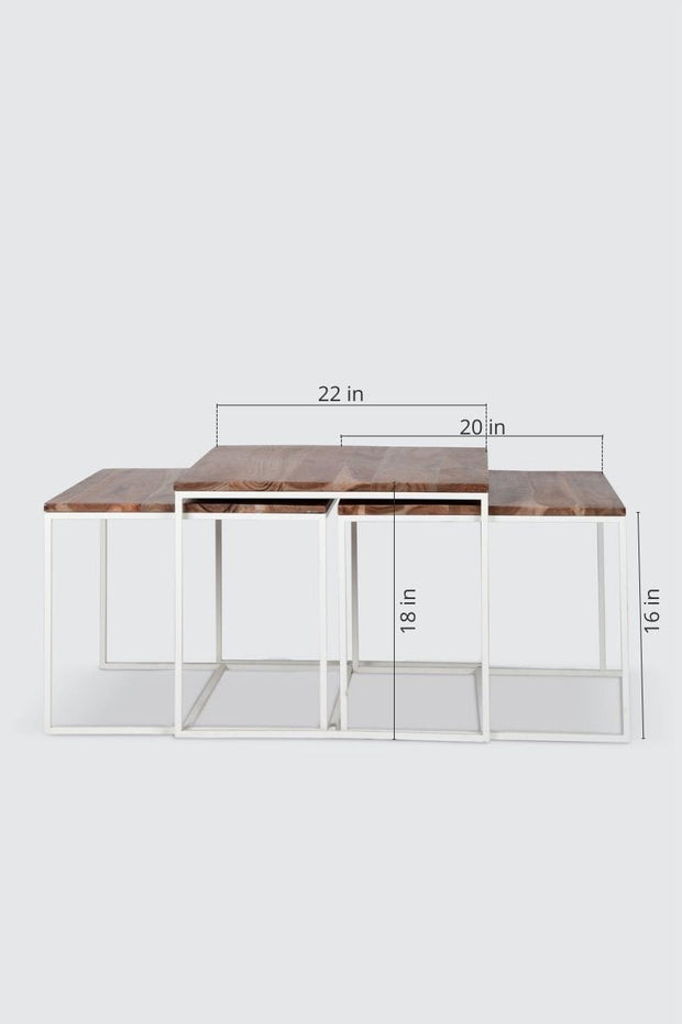 COFFEE TABLES Trilogy Nested Coffee Table (Wood And Metal)