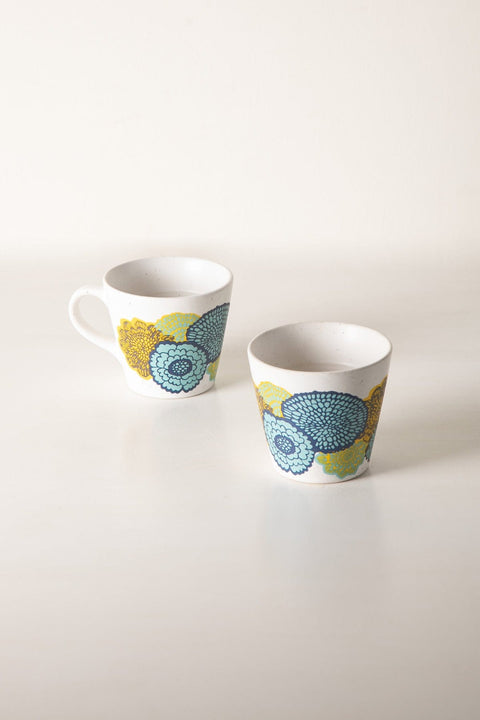 MUGS & CUPS Tulukka Lime Blue Espresso Mug (Set Of 2)