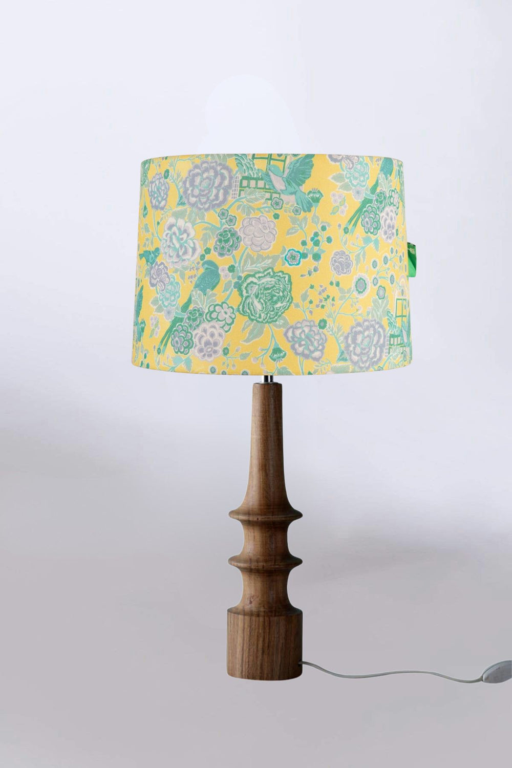 Damask Rose Medium Taper Drum Lampshade (Butter Yellow)
