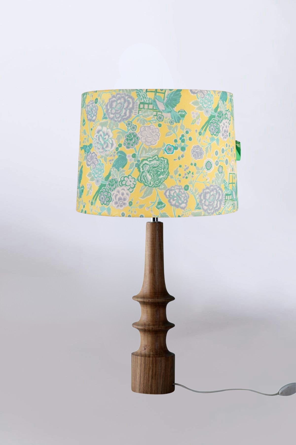 Damask Rose Medium Taper Drum Lampshade (Butter Yellow)