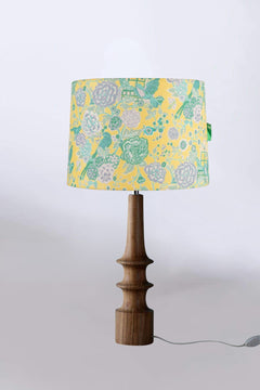 Damask Rose Medium Taper Drum Lampshade (Butter Yellow)