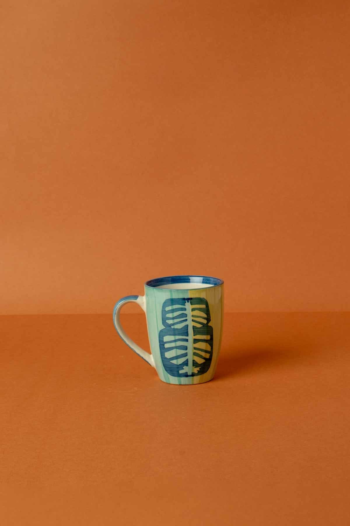 MUGS & CUPS Udanti Palm Mint Green Ceramic Coffee Mug (Set Of 2)