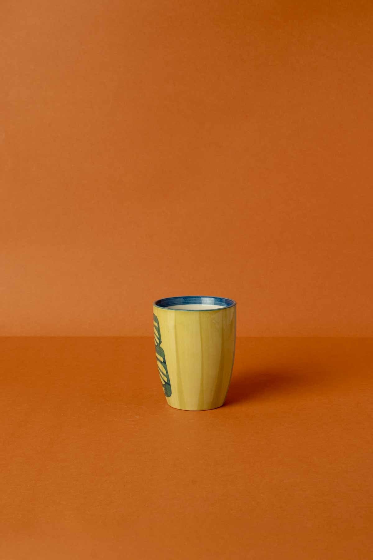 MUGS & CUPS Udanti Palm Mint Green Ceramic Coffee Mug (Set Of 2)