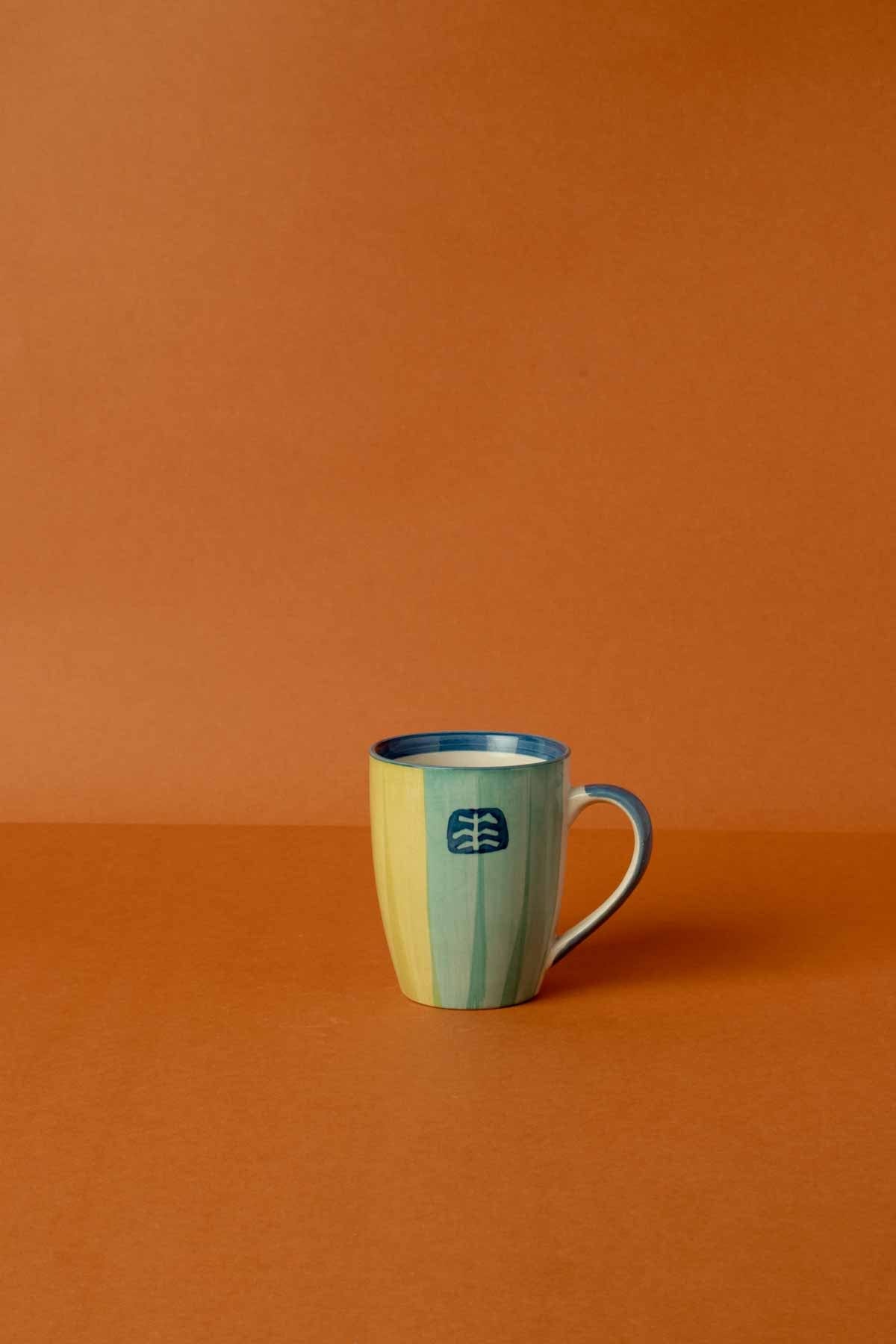 MUGS & CUPS Udanti Palm Mint Green Ceramic Coffee Mug (Set Of 2)